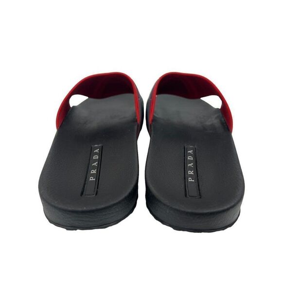 PRADA Sport Men\'s Black & Red Rubber White Logo Sandal Slides Size 10 main image 6